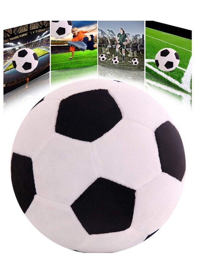 Fluffy Stuffed Toy Soccer Ball Plush Pillow Soft Durable Stuff Soccerball Gift For Kids Boy Baby (Black White 7.8Inch/20Cm)
