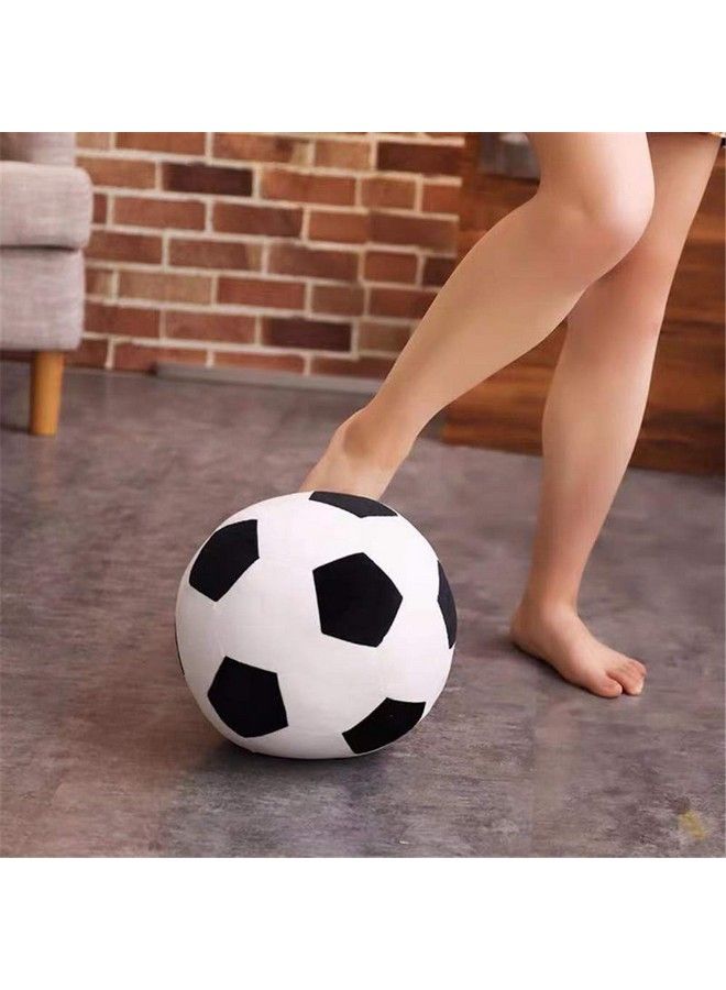 Fluffy Stuffed Toy Soccer Ball Plush Pillow Soft Durable Stuff Soccerball Gift For Kids Boy Baby (Black White 7.8Inch/20Cm)