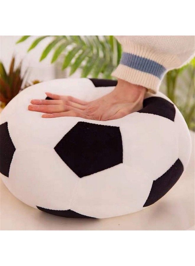 Fluffy Stuffed Toy Soccer Ball Plush Pillow Soft Durable Stuff Soccerball Gift For Kids Boy Baby (Black White 7.8Inch/20Cm)