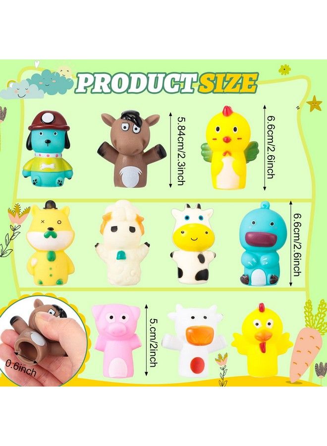 10 Pcs Bath Finger Puppets Rubber Farm Animal Finger Puppets Animals Toys Adult Finger Puppets Fun Gifts Party Favors Pinata Stuffers Stocking Stuffers For Boys Girls Toddlers