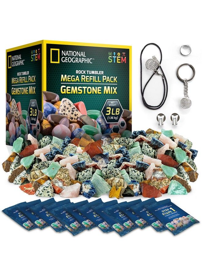 Rock Tumbler Refill Kit 3 Lbs. Of Rough Gemstones And Rocks For Tumbling Including Amethyst And Quartz Rock Tumbler Supplies Include Rock Tumbler Grit And Jewelry Accessories