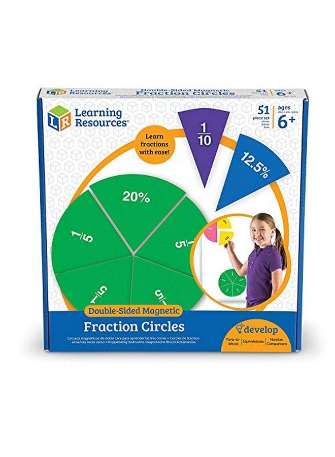 Double Sided Magnetic Demonstration Rainbow Fraction Circles Teacher Aids 51 Piece Ages 6+ Multi