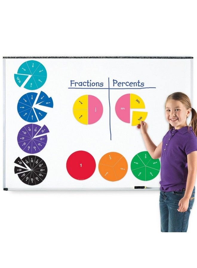 Double Sided Magnetic Demonstration Rainbow Fraction Circles Teacher Aids 51 Piece Ages 6+ Multi