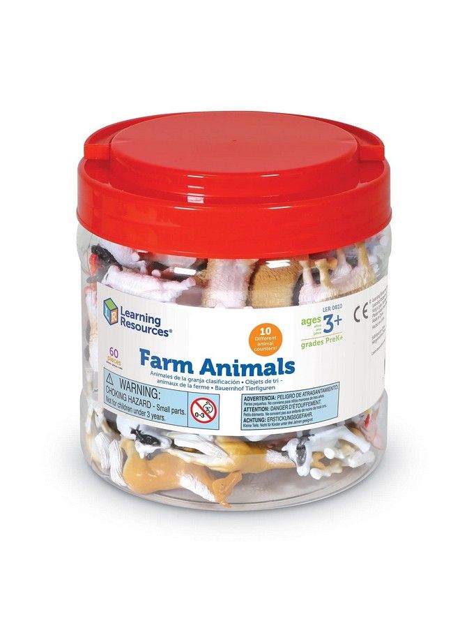 Farm Animal Counters 60 Pieces Ages 3+ Toddler Learning Toys Farm Animals Toys Develops Counting And Matching Skills