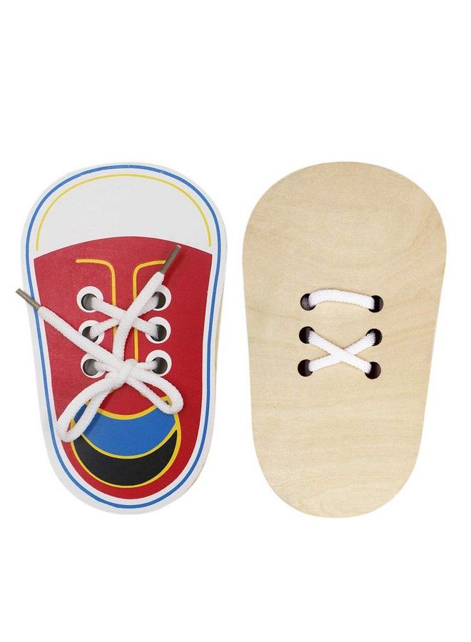 (Pack Of 2) Wooden Lacing Shoe Toy Learn To Tie Shoelaces Fine Motor Skills Toy Threading Toy Board Game
