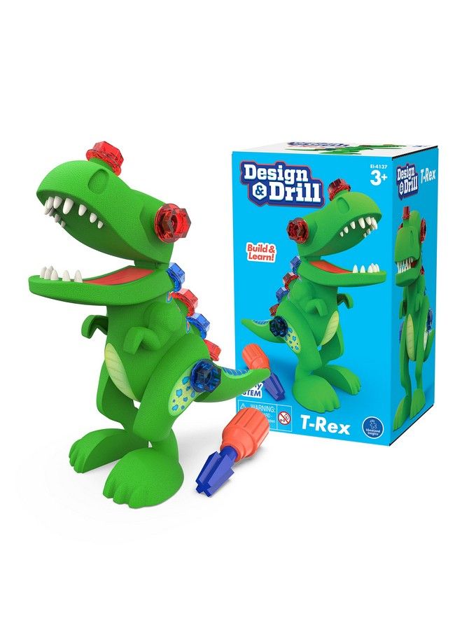 Design & Drill T Rex Take Apart Dinosaur Toy 13 Pieces Preschool Stem Toy Gift For Kids Ages 3+