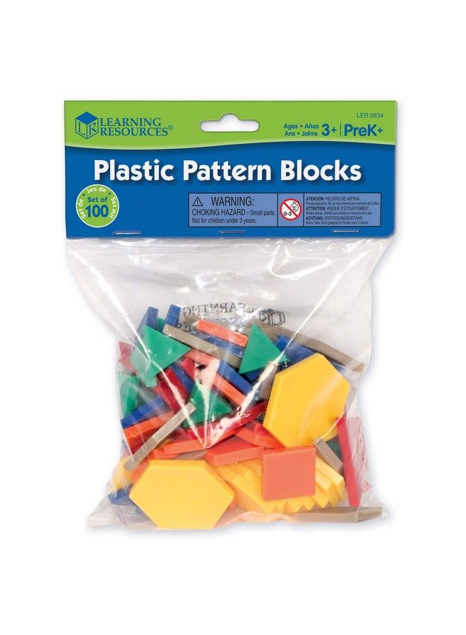 Plastic Pattern Blocks .5Cm Counting & Sorting Early Math Concepts Set Of 100 Blocks Grades Prek+Ages 3+
