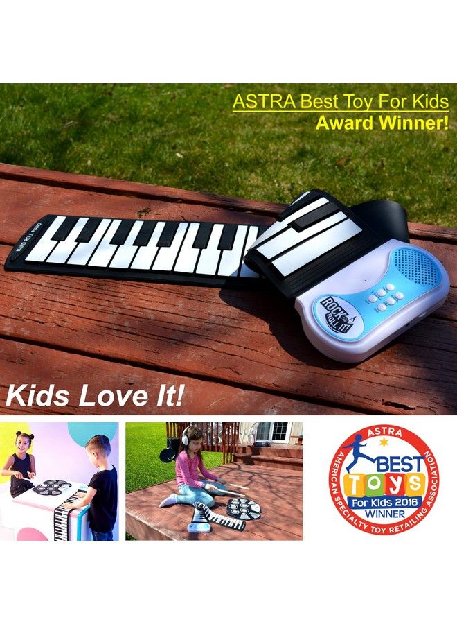 Rock And Roll It Piano. Roll Up Flexible Classic Toy Piano Keyboard For Kids. 49 Keys Hand Roll Silicone Portable Piano Pad. Flexible & Foldable.