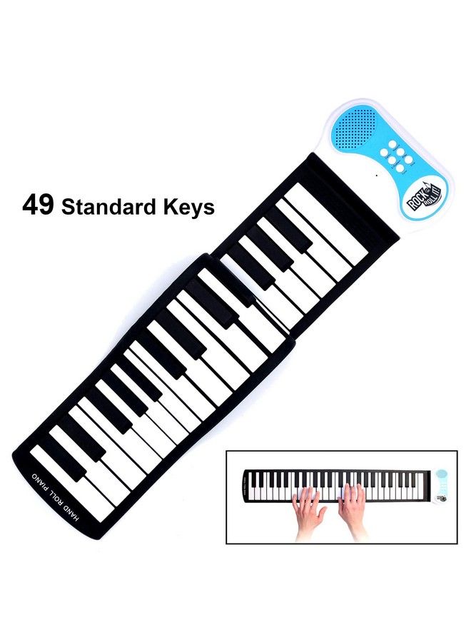 Rock And Roll It Piano. Roll Up Flexible Classic Toy Piano Keyboard For Kids. 49 Keys Hand Roll Silicone Portable Piano Pad. Flexible & Foldable.