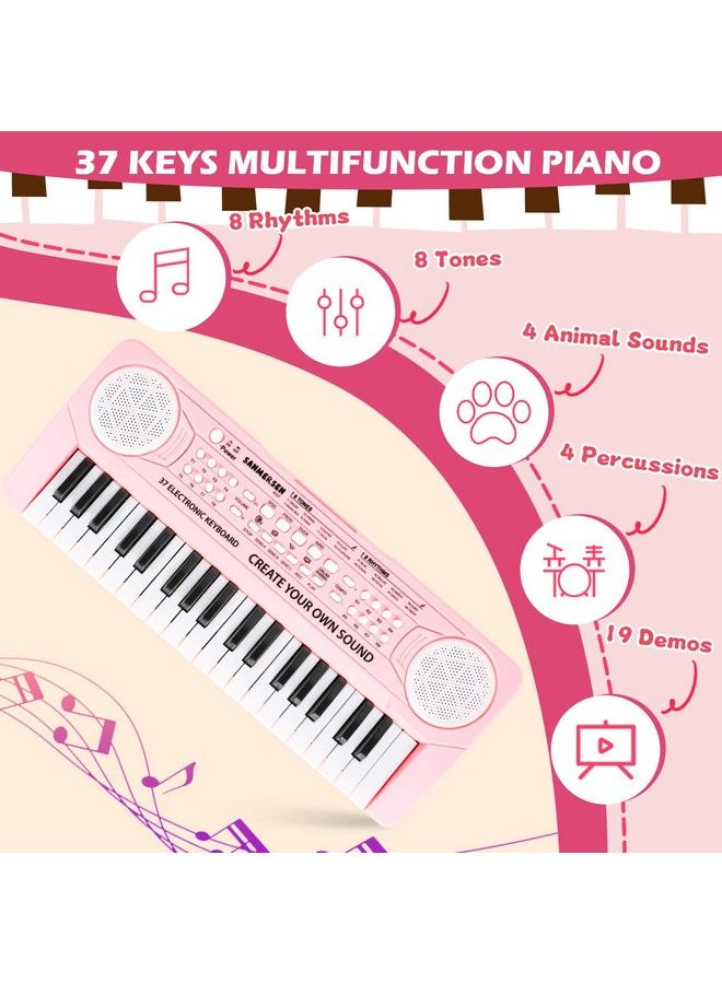 Keyboard Piano For Kids 37 Keys Music Piano With Microphone Portable Musical Toy Electronic Piano Birthday Gifts For Girls Ages 3 4 5 6