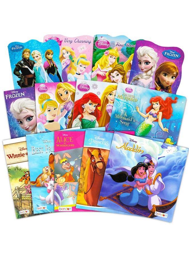 Disney Frozen Pixar Princess Board Book Ultimate Set ~ Bundle Includes 12 Books For Toddlers Featuring Elsa Ariel Aladdin Belle And Other Disney Favorites