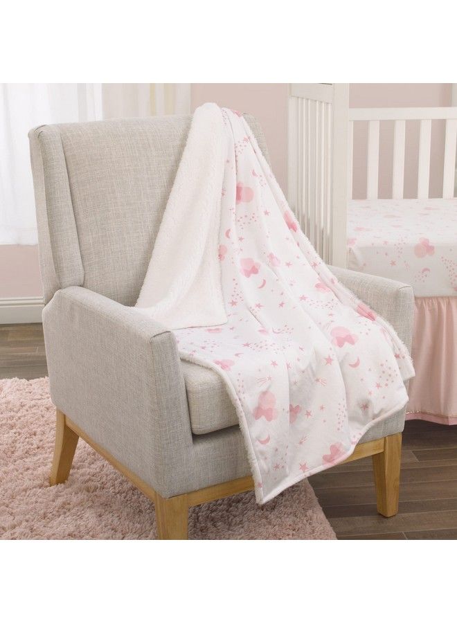Disney Minnie Mouse Twinkle Twinkle Minnie Pink And White Super Soft Baby Blanket