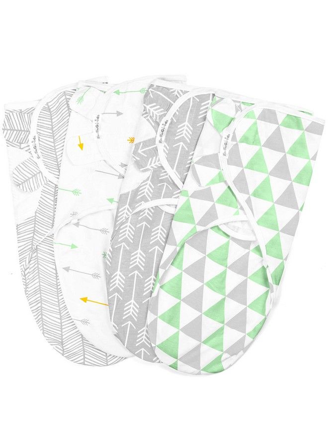 Swaddle Blanket Adjustable Infant Baby Swaddling Wrap Set Of 4 Baby Swaddling Wrap Blankets For Boys And Girls Made In Soft Cotton (Green/Grey Triangles 3 6 Months)