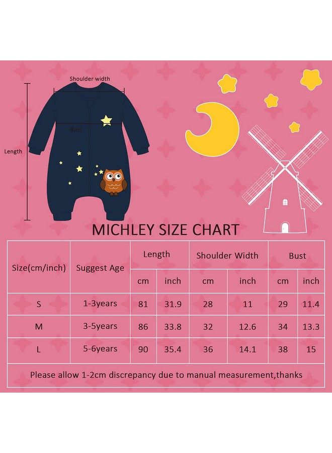 Baby Sleeping Bag Sack Long Sleeve With Feet Winter Swaddle Wearable Blanket For Boys Girls Owl 1 3Years