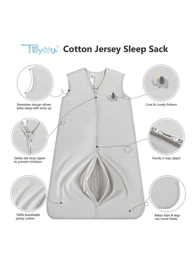 Sleep Sack Cotton Wearable Blanket Baby Sleepsack With 2 Way Zipper Super Soft Lightweight 2 Pack Sleeveless Sleep Sack Unisex Boy Fits Babies Age 12 18 Months Grey Elephant&Cloud