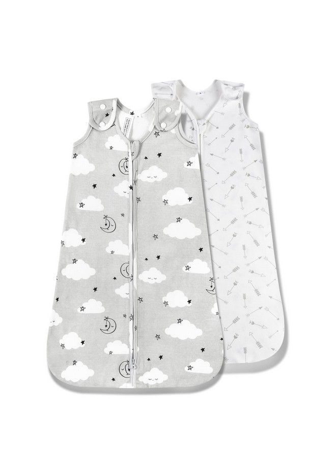 Sleep Sack 2 Pack Baby Wearable Blanket With 2 Way Zipper Extra Soft Sleeveless Sleep Sack For Boy Girl 0 6 Months Grey Cloud&Gray Arrow