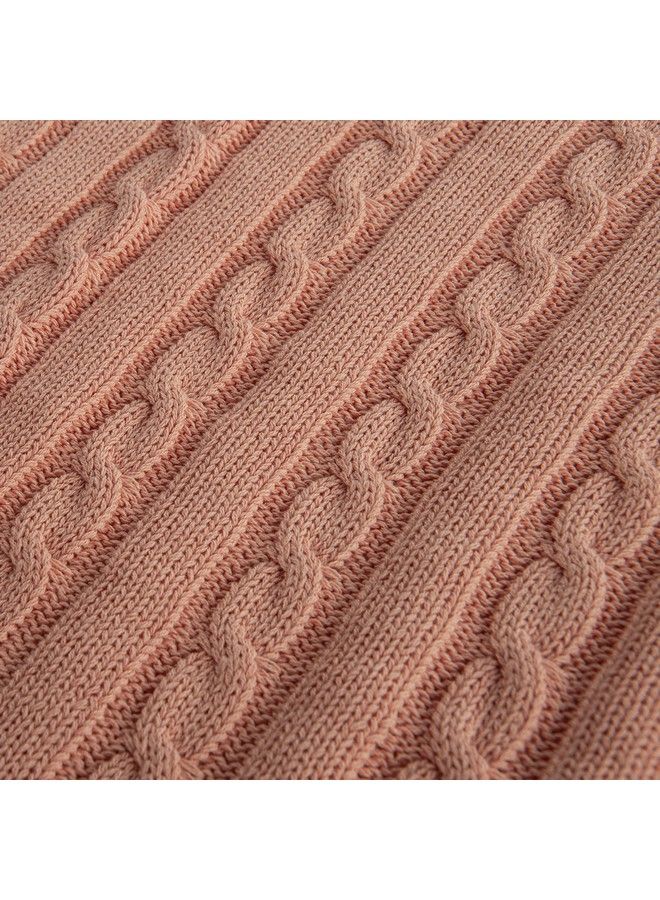 100% Pure Cotton Cable Knit Toddler Blanket Super Soft Warm Breathable 30X40 Baby Blanket For Crib Stroller Nursery Travel Newborn 30X40 Inches Coral Orange