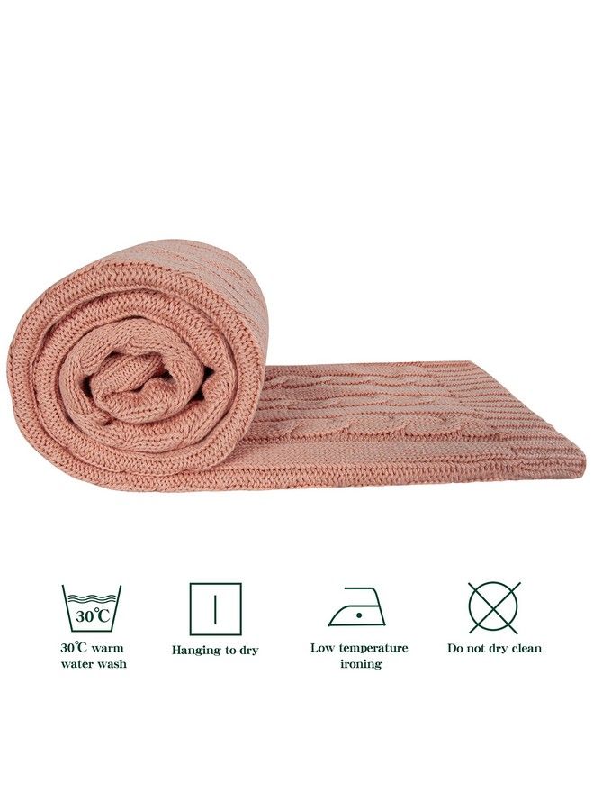 100% Pure Cotton Cable Knit Toddler Blanket Super Soft Warm Breathable 30X40 Baby Blanket For Crib Stroller Nursery Travel Newborn 30X40 Inches Coral Orange