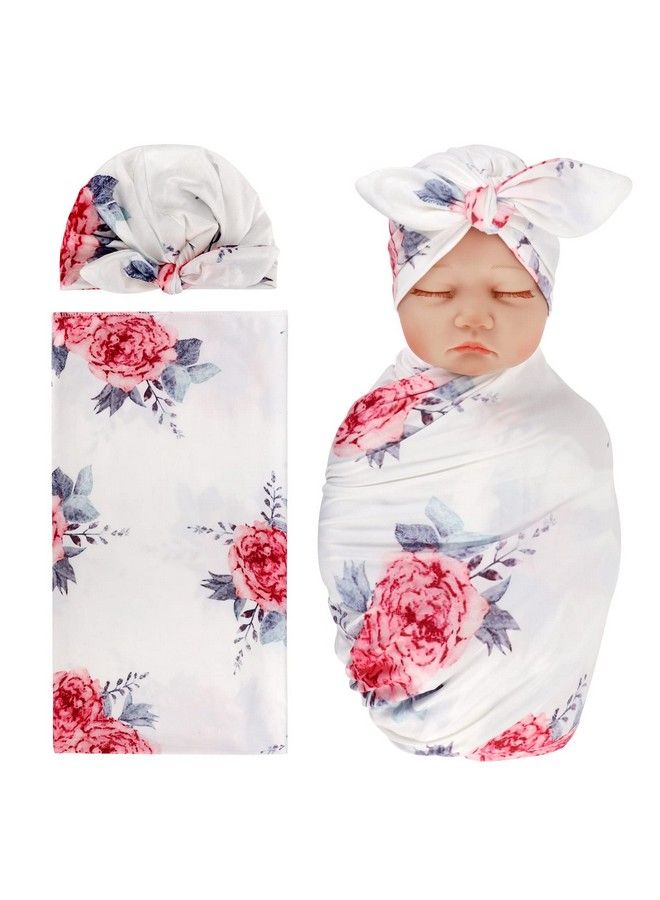 1 Pack Bqubo Newborn Floral Toddler Warm Receiving Blankets Floral Printed Newborn Baby Swaddling Hats