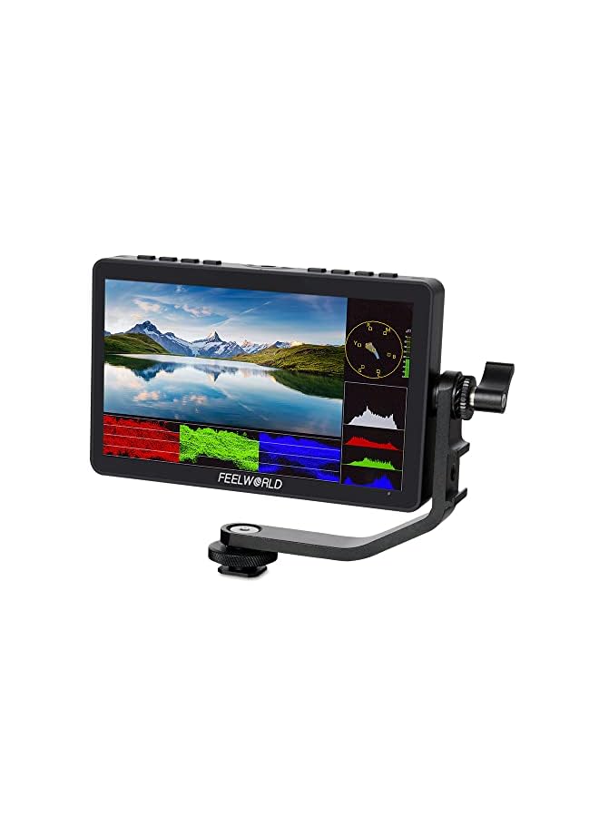 F5 Pro V4 6 inch 1920×1080 IPS Touch Screen DSLR Camera Field Monitor, 4K HDMI, Waveform, 3D LUT, Rec.709 Standard, with Tilt Arm, for Live Streaming, Selfie, Photo, Video Monitoring