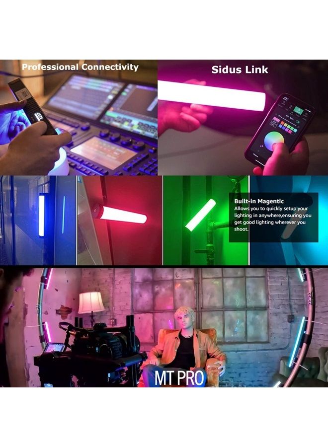 MT Pro RGB Light Wand 7.5W Output Bi-Color 2000K -10000KPixel-Mappable RGBWW Mini LED Tube Support Sidus Link App/DMX/RDM Control (30cm)