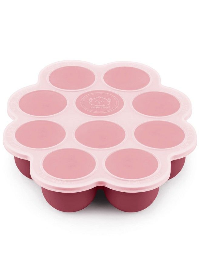 Silicone Baby Food Freezer Tray With Clip On Lid Breast Milk Trays For Freezer Baby Food Containers Baby Food Trays For Freezing Dishwasher Microwave Bpa Free Baby Food Storage (Kirsch Red)