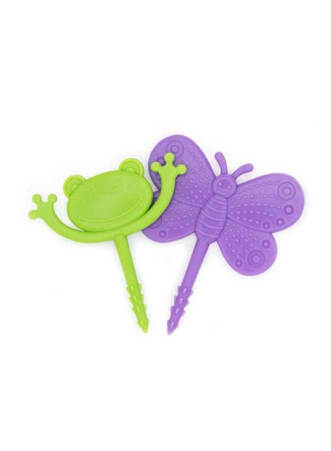 Garden Foodie Picks (2 Pack Frog & Butterfly) Toddlers + Preschoolers Utensils Bpa Free Dishwasher Safe Self Feeding 18 Months+