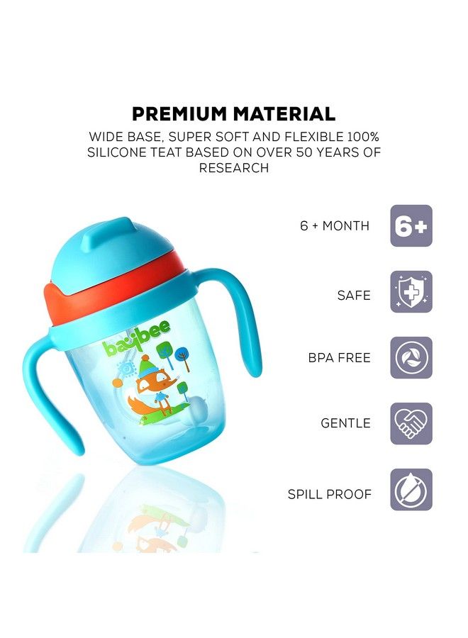 Flippo 240Ml Sipper Bottle For Kids Anti Spill Sippy Bottle With Soft Silicone Straw Bpa Free ;Sippy Cup Baby Bottle Sipper ; Sipper Bottle For Kids Toddlers 6 Months To 3 Years (Green)