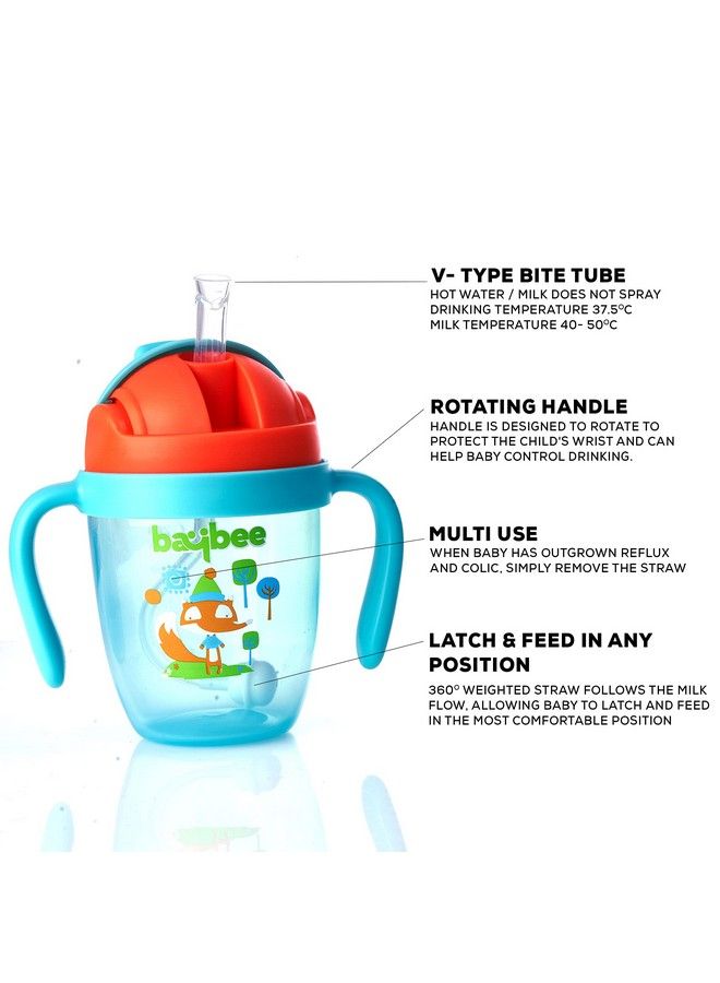 Flippo 240Ml Sipper Bottle For Kids Anti Spill Sippy Bottle With Soft Silicone Straw Bpa Free ;Sippy Cup Baby Bottle Sipper ; Sipper Bottle For Kids Toddlers 6 Months To 3 Years (Green)