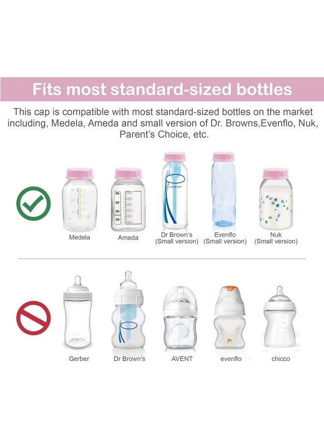 Solid Lids With Sealing Ring For Standard Sized Bottles; Bottles Lids Compatible With Medela Bottles Ameda And Small Sized Nuk Playtex Gerber Bottles; 8Pc (Pink)