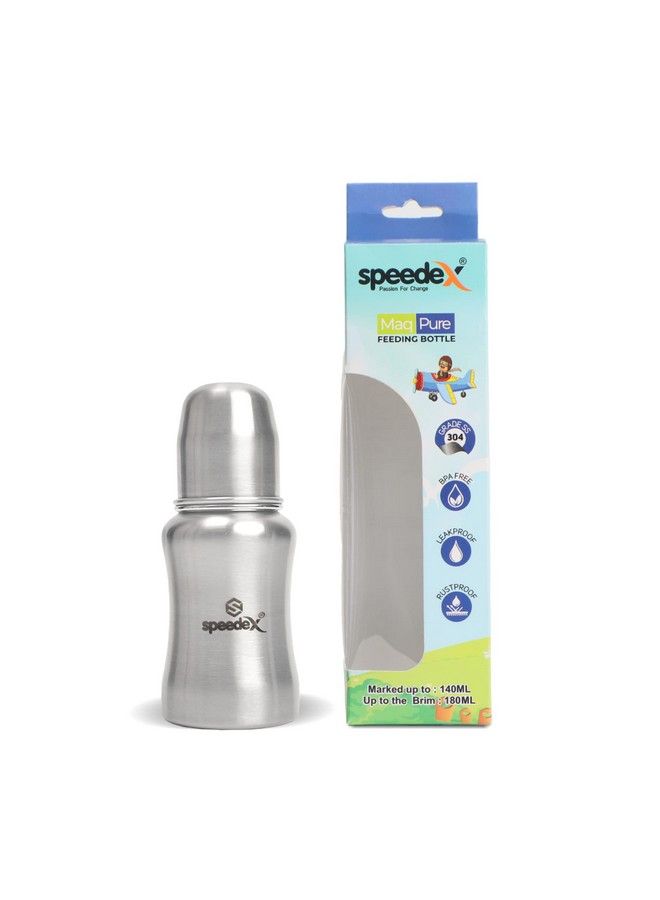 Stainless Steel Baby Feeding Bottle And Cleaning Brush Combo With Internal Ml Marking (150 Ml 1 Extra Nipple Free)