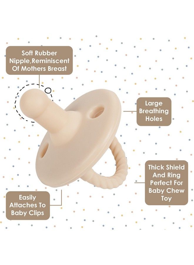 Soothie Pacifiers 0 6 Months Set Of 6 Ultra Light Silicone Binkies With Collapsible Handle & 3 Air Holes For Added Safety Best Newborn Pacifiers For Baby Boys Or Girls