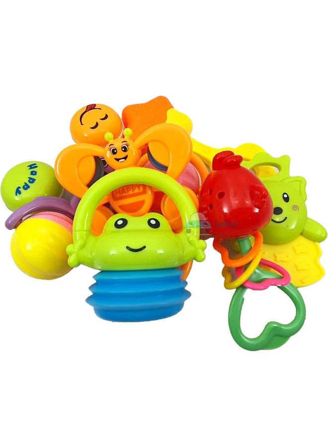 Rattles And Teether For Babies Set Of 8 Pcs Colourful Lovely Attractive Rattles And Teether For Babies Toddlers Infants & Children (Multicolor)