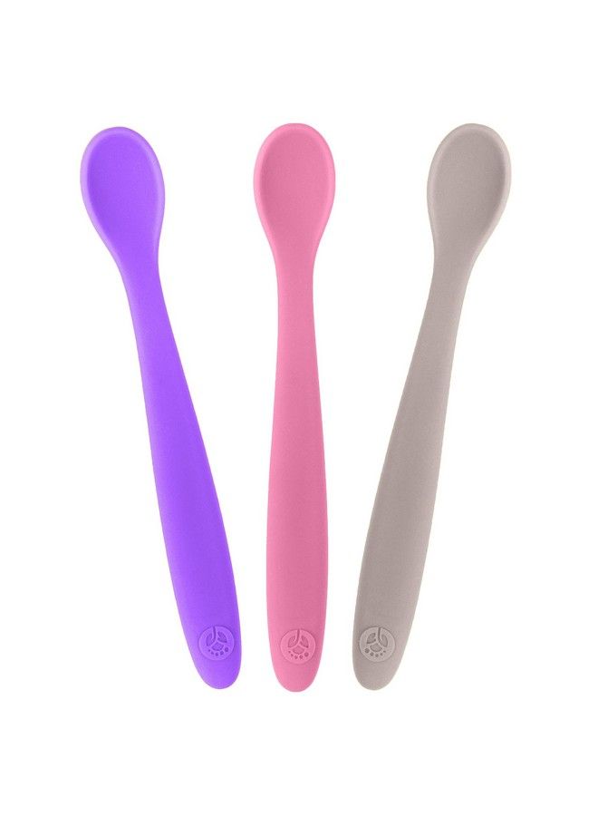 Silicone Baby Spoons First Stage Infant Feeding Spoons With Soft Tip Bendable Baby Utensils For Parent & Self Feeding Ultra Durable & Chewproof Dishwasher Safe Set Of 3