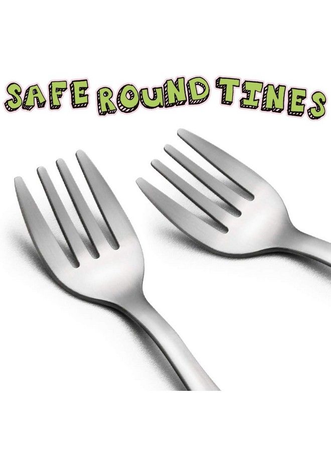 Toddler Kids Preschoolers Utensil Flatware Silverware Set Pure Stainless Steel Non Toxic & Healthy Brushed Surface Laser Carved Animal Handle Set Of 4 Dishwasher Safe