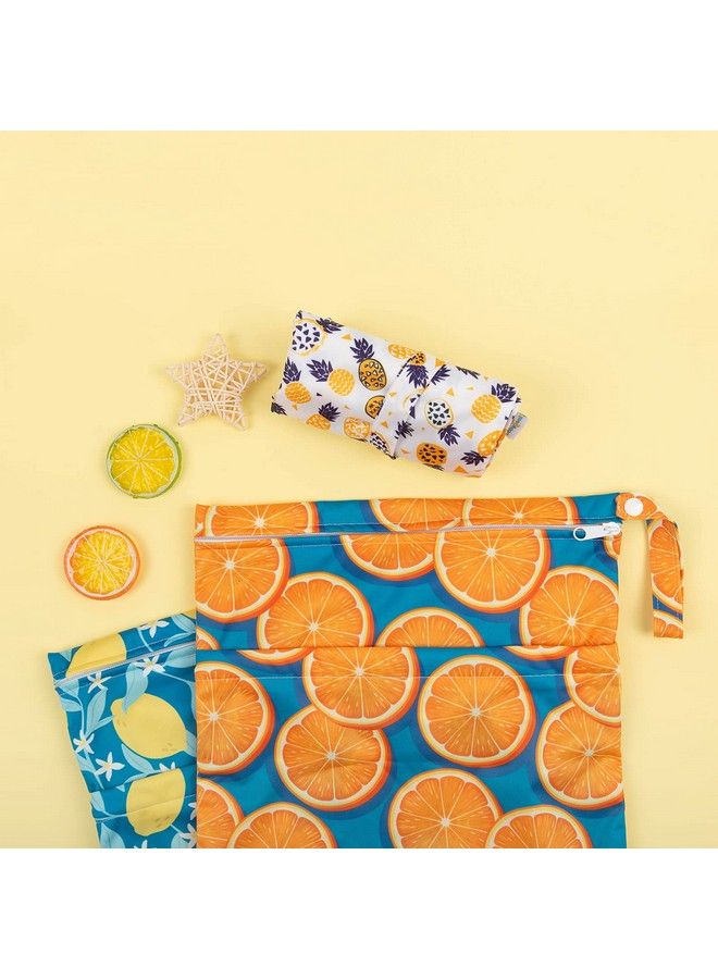 Wet Dry Bags For Baby Cloth Diapers Washable Travel Bags Beach Pool Gym Bag For Swimsuits & Wet Clothes With Two Zippered Pockets 3 Pack 3Ln22