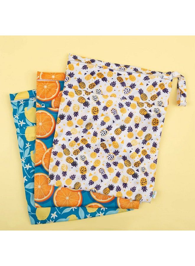 Wet Dry Bags For Baby Cloth Diapers Washable Travel Bags Beach Pool Gym Bag For Swimsuits & Wet Clothes With Two Zippered Pockets 3 Pack 3Ln22