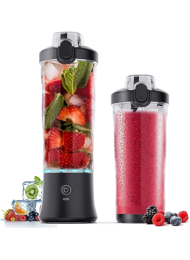 Portable Blender, Shakes and Smoothies Waterproof Blender for Sports, Travel and Outdoors, Mini Blender USB Rechargeable with 20 oz BPA Free Blender Cups with Travel Lid