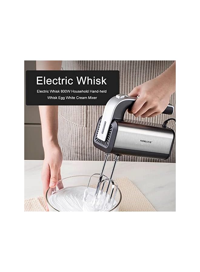 SK-6651 Hand Mixer Electric, 800W Food Mixer 5 Speed Handheld Mixer, 2 Dough Hooks, 2 Beaters for Easy Whipping, Mixing Cookies, Brownies, Cakes, and Dough Batters, Black (Sk-6651)