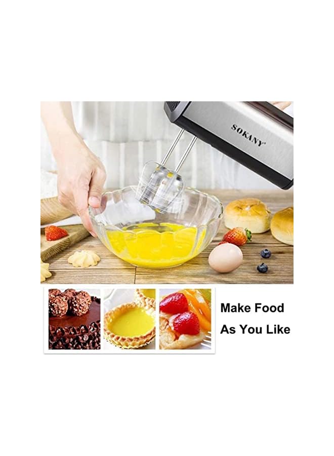 SK-6651 Hand Mixer Electric, 800W Food Mixer 5 Speed Handheld Mixer, 2 Dough Hooks, 2 Beaters for Easy Whipping, Mixing Cookies, Brownies, Cakes, and Dough Batters, Black (Sk-6651)