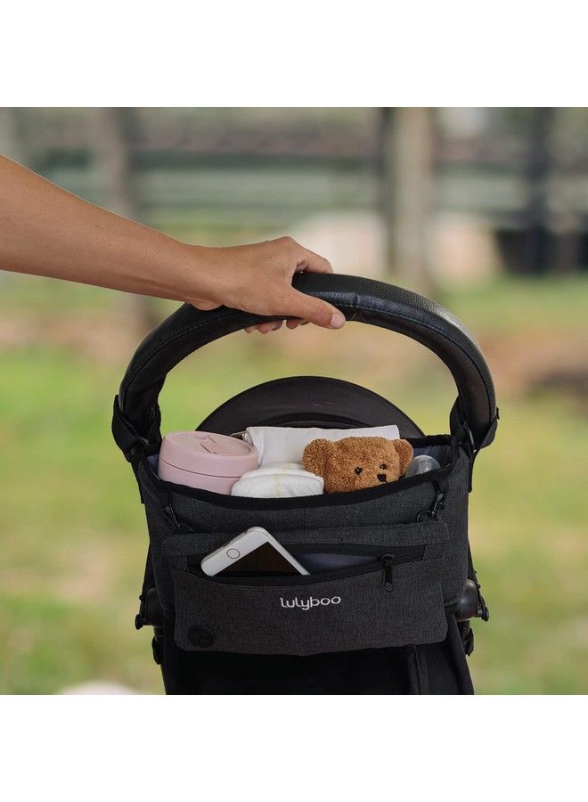 Universal Baby Stroller Organizer With Clip On Removable Wallet Pockets For Drinks Toys Keys Gray/Black