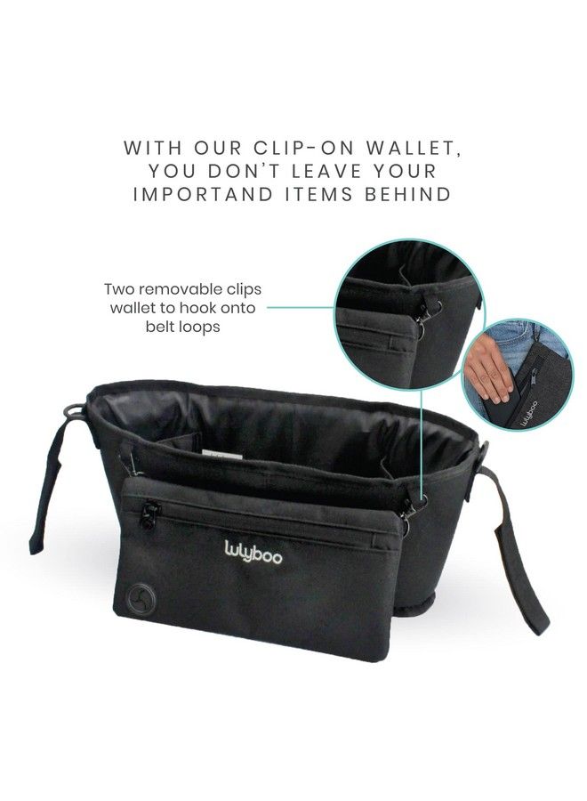 Universal Baby Stroller Organizer With Clip On Removable Wallet Pockets For Drinks Toys Keys Gray/Black