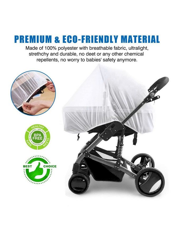 Mosquito Net For Stroller Protective 2Pack Baby Net Stroller Net Perfect Bug Net For Strollers Bassinets Cradles Playards Pack N Plays And Portable Mini Crib (White+Grey)