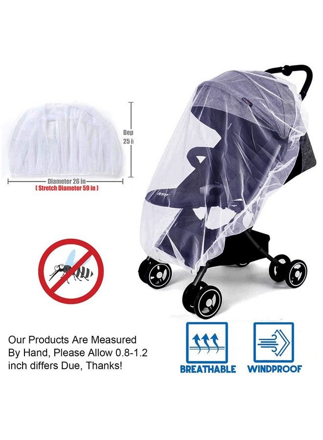 Mosquito Net For Stroller Protective 2Pack Baby Net Stroller Net Perfect Bug Net For Strollers Bassinets Cradles Playards Pack N Plays And Portable Mini Crib (White+Grey)