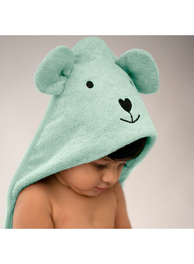 Hooded Bamboo Towel ; Cotton Towel For Kids ; 400 Gms 85X85 Cm ; Pack Of 1 Green Colour Newborninfants And Toddler Suitable For Baby Gifts (Mint Green;Green)