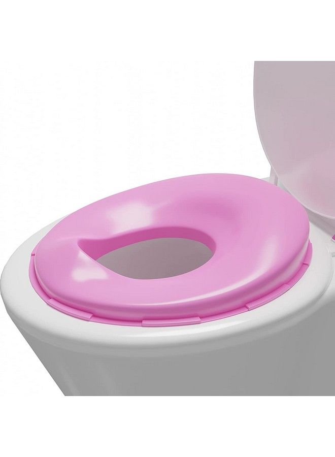 Baby Potty Training Toilet Seat For Boys And Girls Kids Non Slip With Splash Guard Fits Round & Oval Toilets Free Includes Storage Hook (Pink)