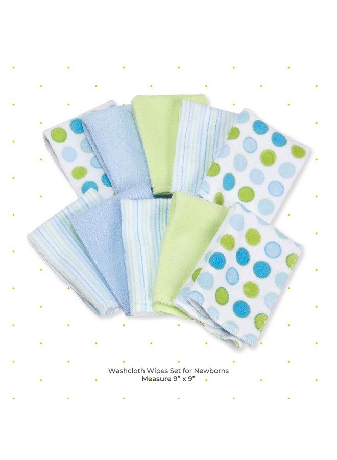 Washcloth Wipes Set For Newborn Boys And Girls Soft Terry Washcloth Set Pack Of 20 Blue Dot