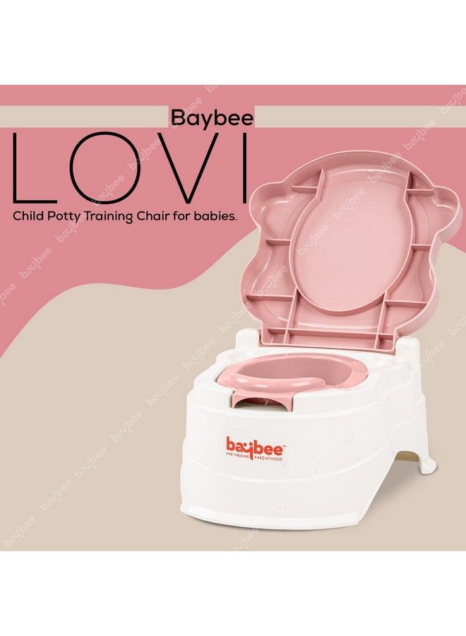 Lovi Potty Training Seat For Kids Baby Potty Toilet Seat Chair With Closing Lid And Removable Tray Potty Trainer Toilet Seat Potty Seat For Children Boys Girls 1 3 Years (Lovi Pink)