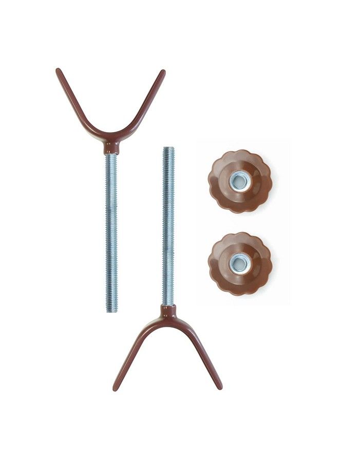 Baby Gate Banister Adapter Y Spindle Rods For Pressure Mounted Baby And Pet Safety Stair Gates With Extra Long Wall Mounting Screws Rod & Bolts (Y Brown 2 Pack)