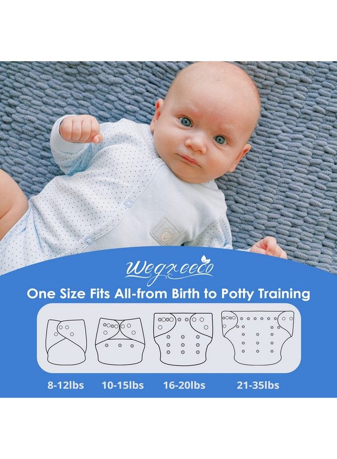 Washable Reusable Baby Cloth Pocket Diapers 5 Pack + 5 Bamboo Inserts (Ocean Adventure) One Size
